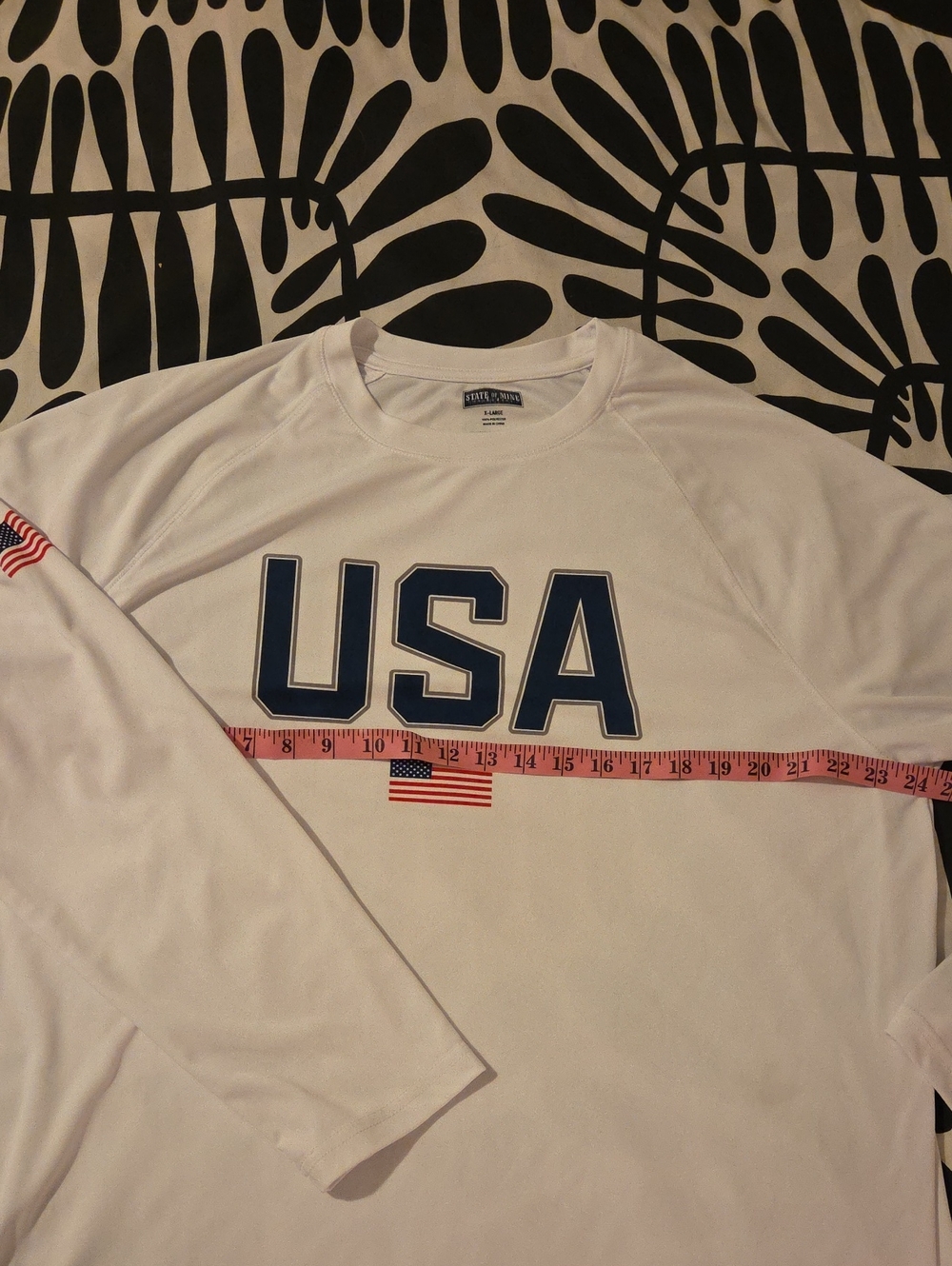 State of Mind White Long-Sleeve USA Graphic Tee with Navy Letters